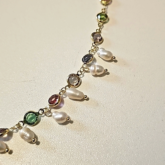 Colorful Freshwater Pearl and Crystal Necklace - Picture 4 of 10